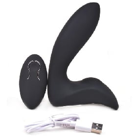 12 Speeds Remote Control Rechargeable Black Silicone Massager
