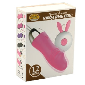12 Speeds Pink Color Remote Control Rechargeable Silicone Penis Shape Vibrating Egg
